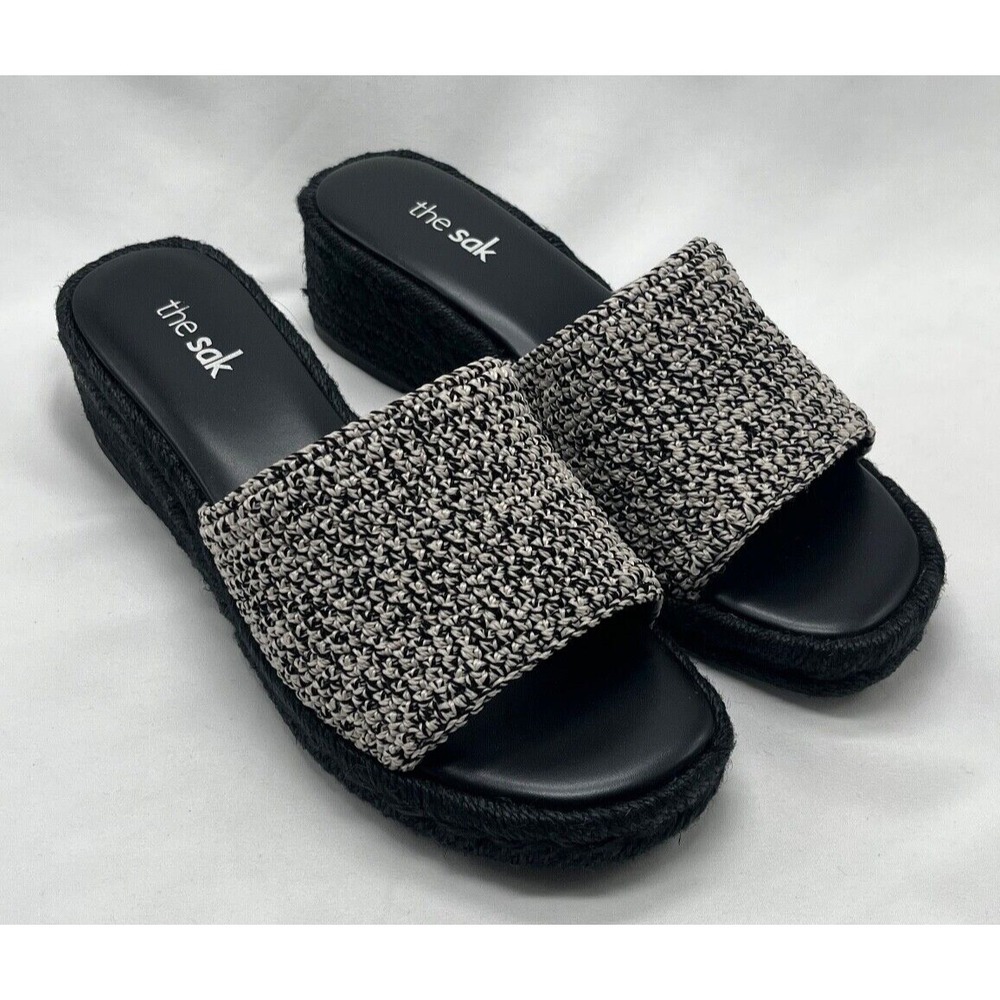 The Sak Women's Sandals Brynna Espadrille Slip On Wedge Mules Black Size 8‎